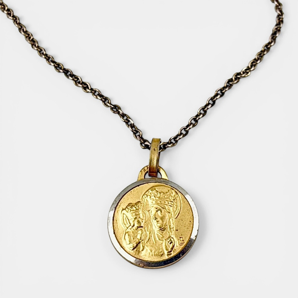 Vintage Gold Filled St Anne Necklace Catholic Medal 18 Inch Chain Religious Pend - Picture 4 of 8